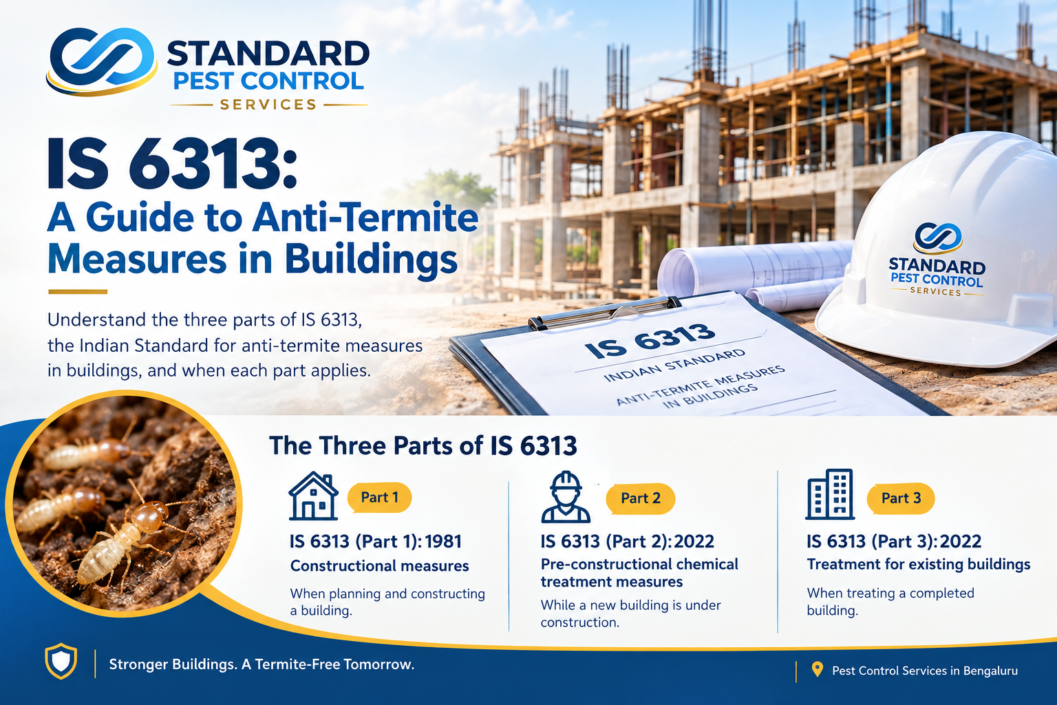 Anti-termite treatment measures in a building according to IS 6313