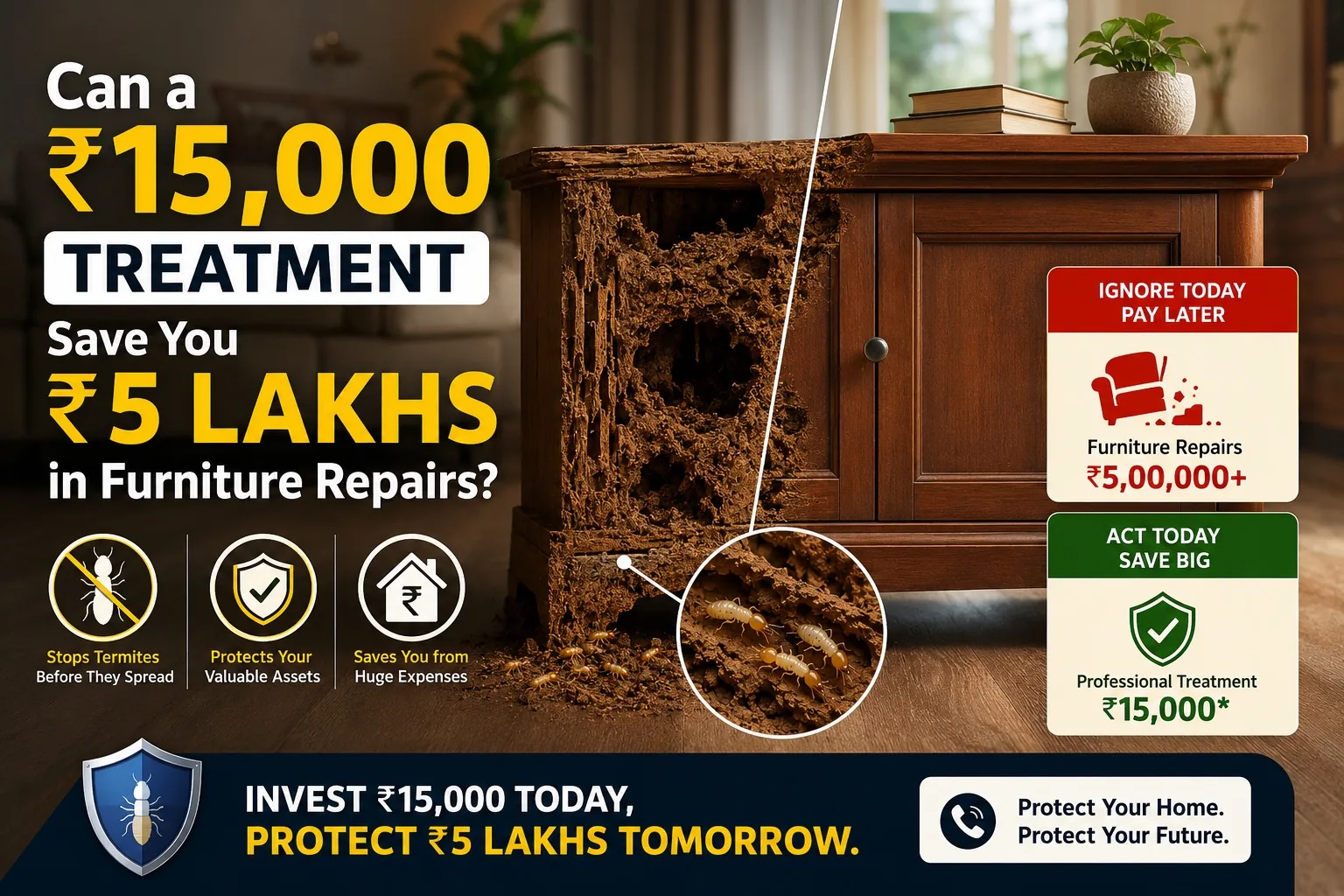 ₹15,000 termite treatment vs ₹5 lakh furniture repairs