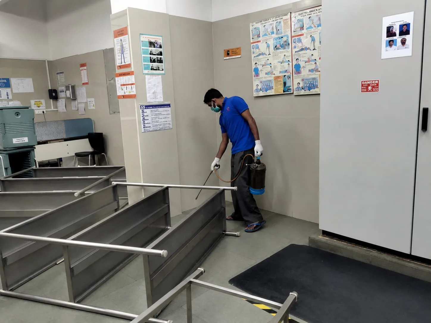 Professional pest control inspection inside a food processing facility in Bangalore